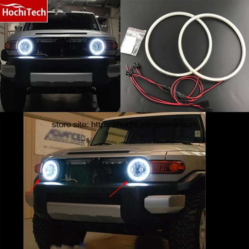 Отличный SMD 5050 светодиодный Белый Фары halo ангел демон глаза комплект для Toyota FJ Cruiser 2007 08 2009 2010 2011 2012 2013