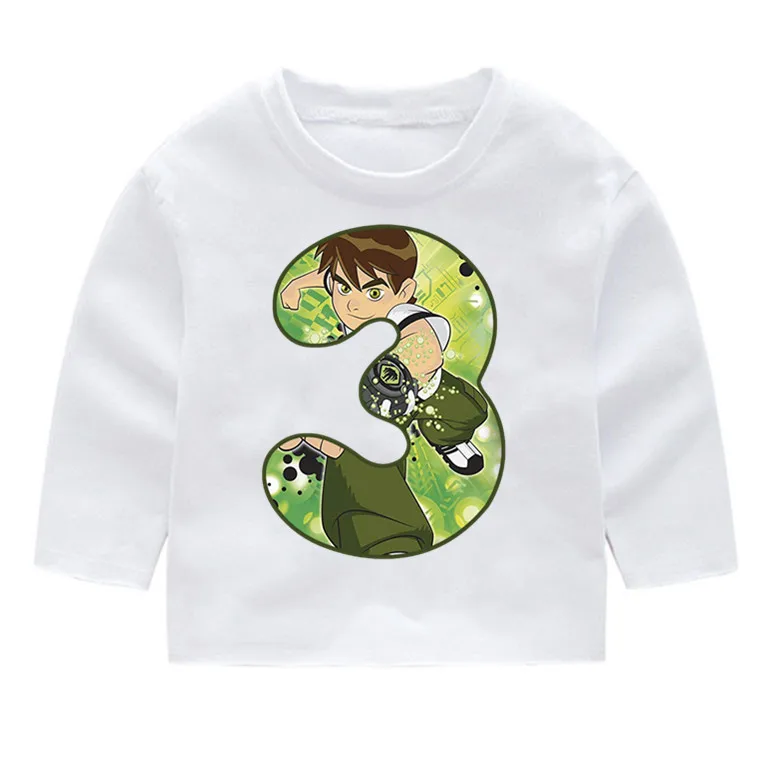 Ben 10/Детские Модные хлопковые футболки с длинными рукавами для дня рождения с цифрами детские топы с длинными рукавами, кофта с капюшоном для маленьких девочек - Цвет: P244-3