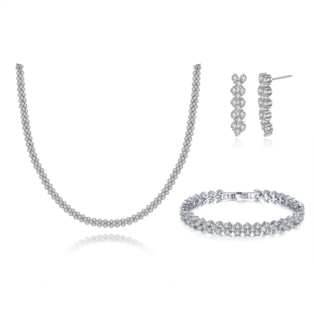 

(5 Set/lot) NEW 2014 Luxury AAA+ Cubic Zirconia Stones CZ Rome Set Wedding Chokers Necklace + Earring + Bracelet Jewelry Set