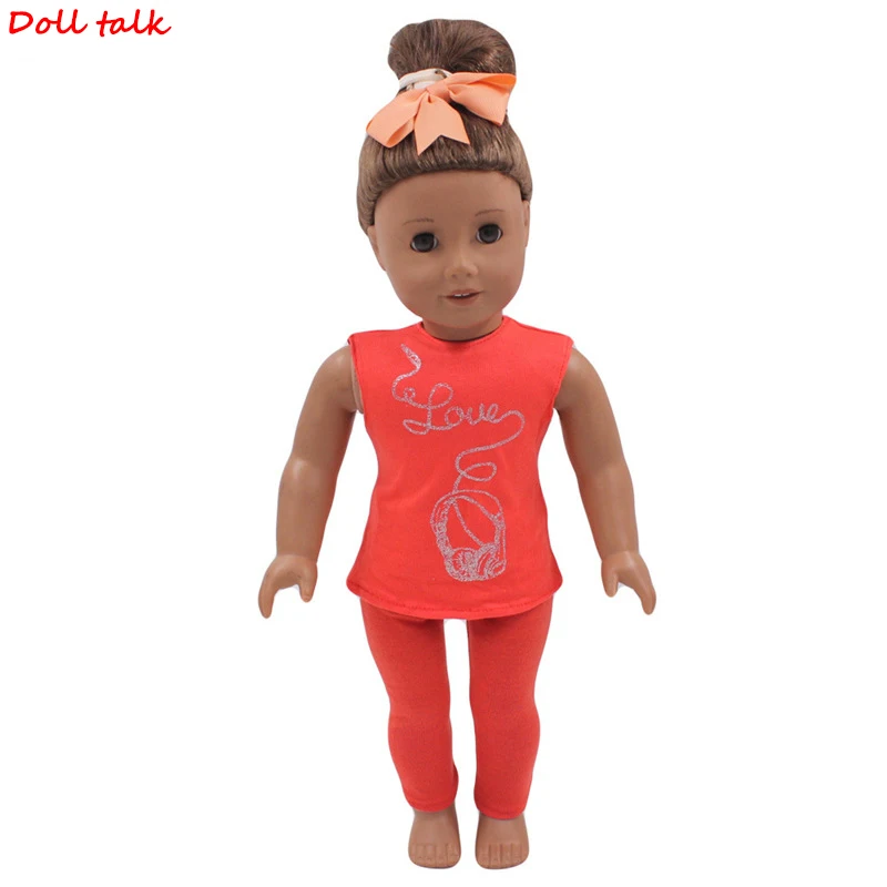 18 дюймов куклы девушки комплект одежды с цветочным принтом для шарнирной куклы американская кукла Blyth Прохладный любовное письмо гарнитура без рукавов Футболка Подарок для маленьких детей