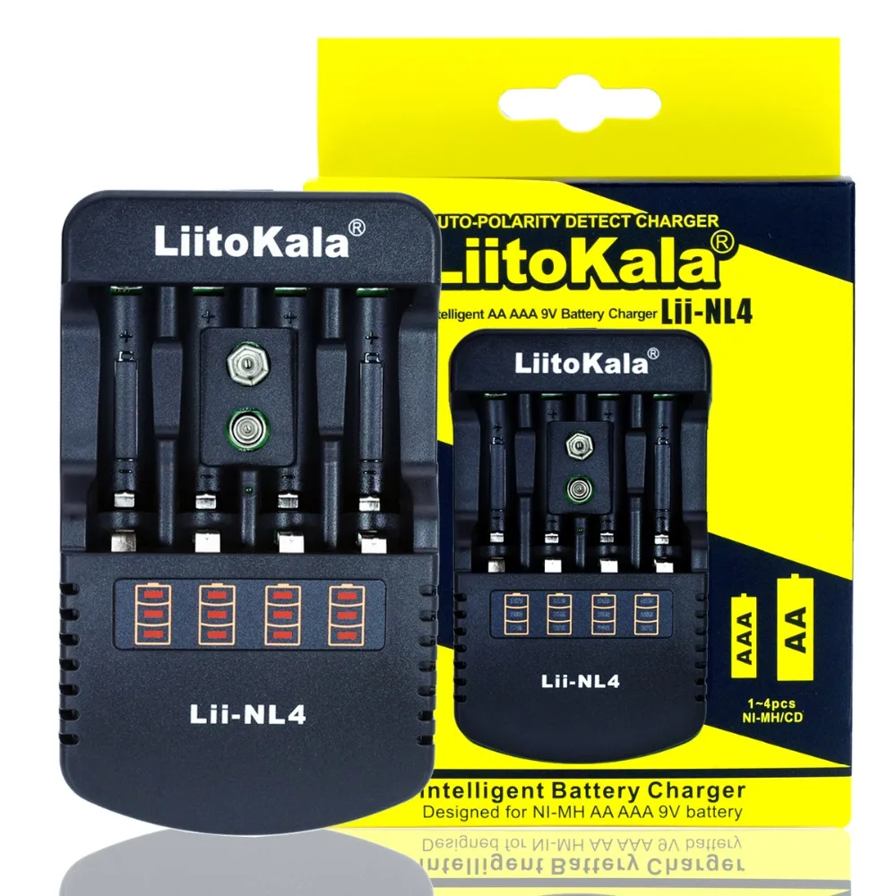 Liitokala Lii-NL4 аккумуляторная батарея 1,2 V AA/AAA NiMH батареи 9V зарядное устройство