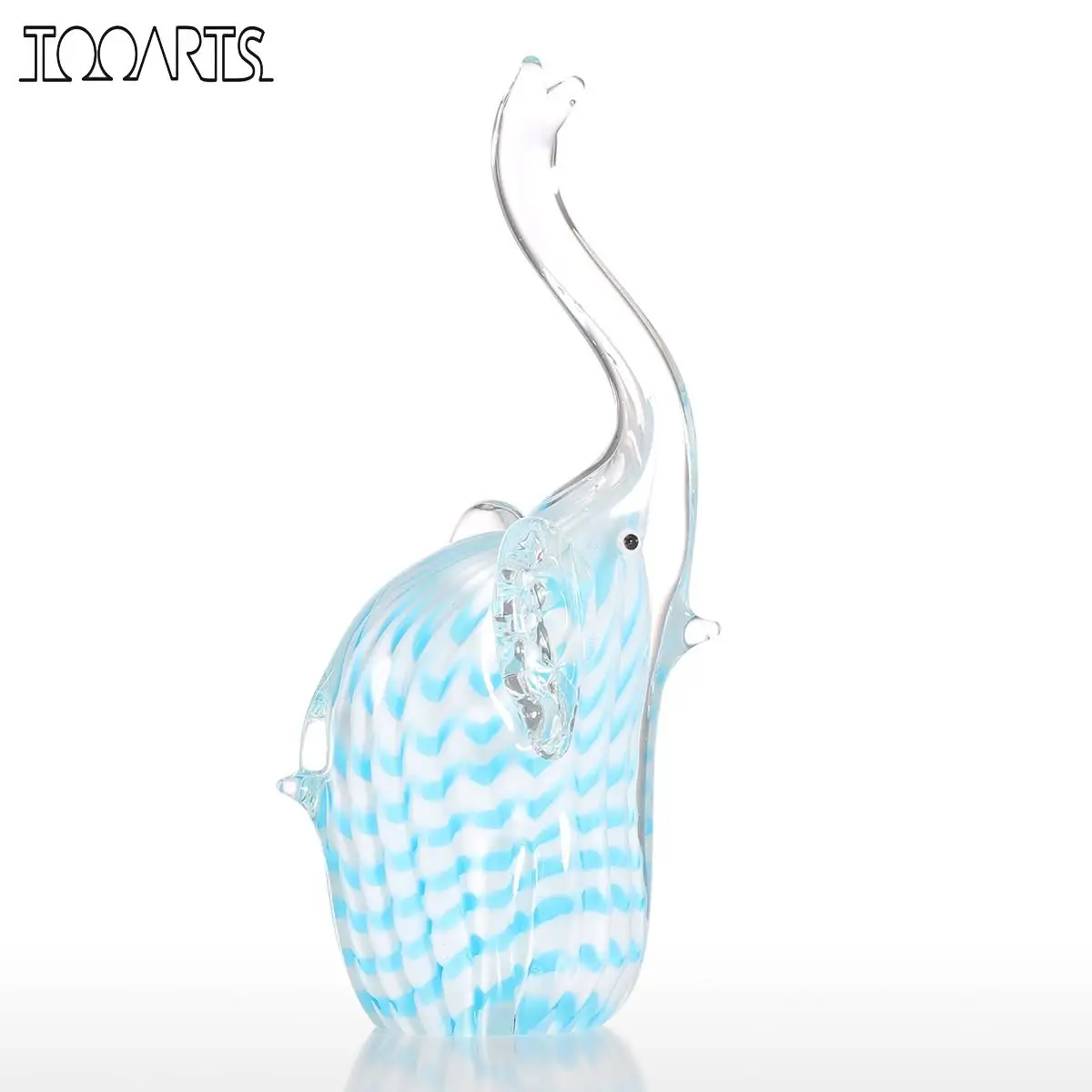 Goede Tooarts Blauwe Streep Olifant Beeldje Home Decoratie Accessoires Glas Ornament Dier Moderne Beeldjes Home Decor Blauw wit