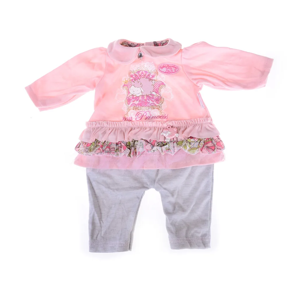 

Cute 46cm/18Inch Baby Reborn Doll Cute Pink Shirt Grey Pants Set For 18 Inch Dolls Suit For Doll Baby Girl Dress Up