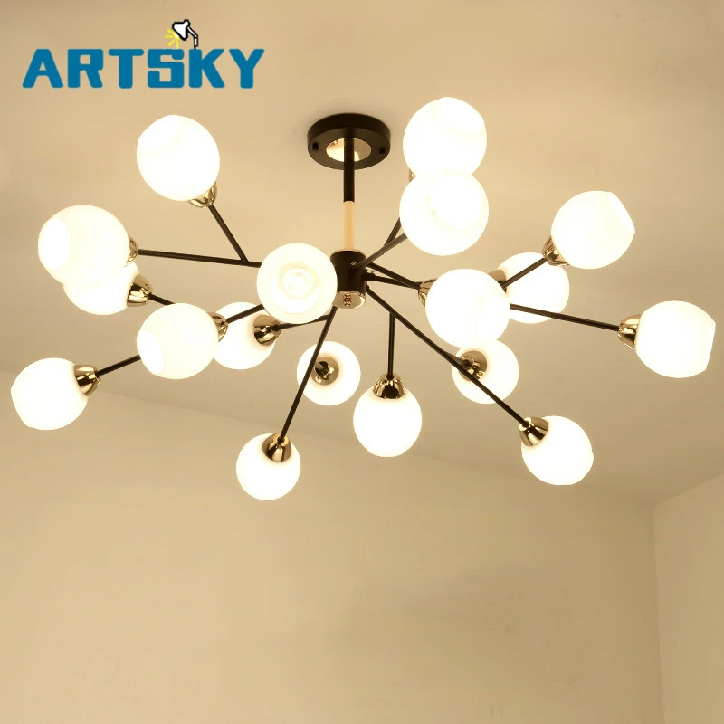 Nordic American living room chandeliers squid glass bedroom restaurant lights simple creative art atmospheric ceiling lamps nordic pendant lamps creative retro glass light industrial iron dinning room lamp bedroom living room modo chandeliers dia78cm