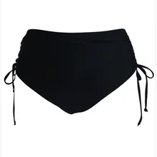 Для женщин Плавки бикини-черный Высокая Талия Сторона Ruched Плавание плавки летние Пляжные шорты Плавание одежда плюс Размеры XL-5XL