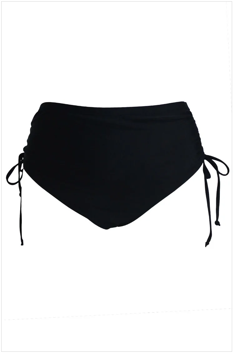 Women Bikini Bottoms Black High Waist Side Ruched Swim Bottoms Summer ...