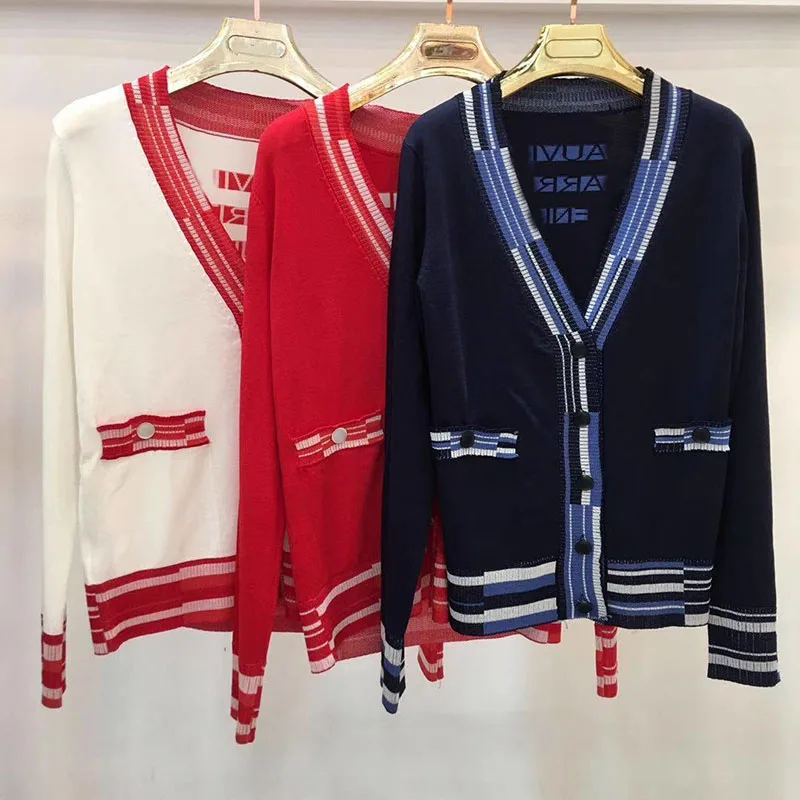 

2019 new knitted cardigan sweater for women v-neck long sleeve buttons runway fashion designer knitted sweaters jackets outwear