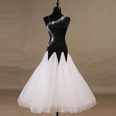 Платья для конкурса бальных танцев, стандартные платья для танцев, бальное платье, размер по индивидуальному заказу D0478, роскошные стразы с большим подолом - Цвет: Белый