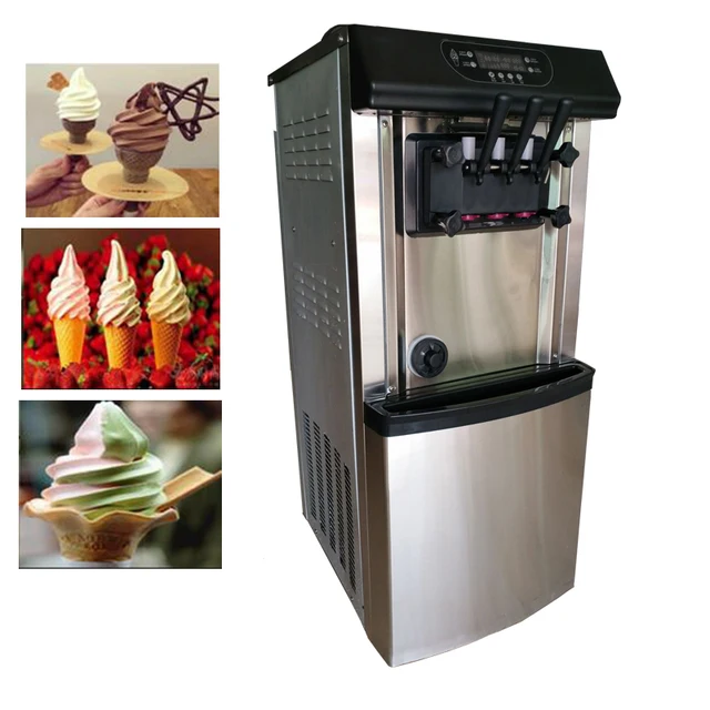 110v Stainless Steel Ice Cream Machine Commercial Restaurant Soft Top