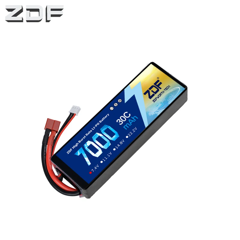 ZDF RC Car Lipo Battery 2S 2P 7.4V 7000mah 30C Max 60C Hard Case For Airplane Traxxas 1/10 Truck | Игрушки и хобби