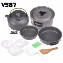 Kochgeschirr 1 Satz Outdoor Aluminium Tragbare Outdoor Camping Wandern Backpacking Kochen Picknick Schüssel Pot Pan Kits Pinic Ausrüstung