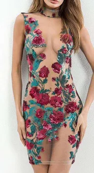 

2018 High Quality Nigerian French Lace African Lace Fabric Rose Red Gold Flower Sequined Guipure Mesh Lace For Party Dresses