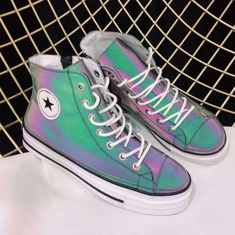 2019 New Laser Shiny High Top Women Sneakers Lace Up Woman -7245