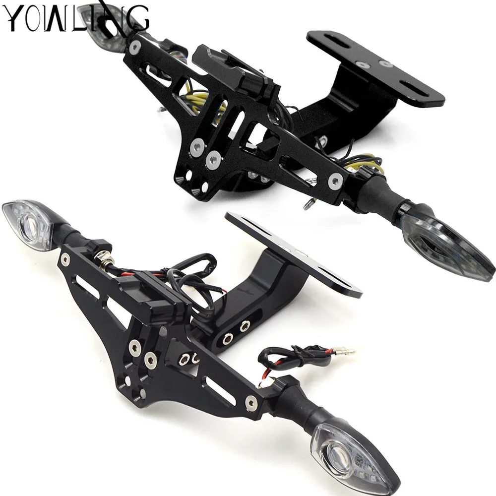 For HONDA CBR600F F4 CBR929RR CBR954RR CB1000 ST1100 ABS SUZUKI Motorcycle Rear License Plate Mount Holder with White LED Light |