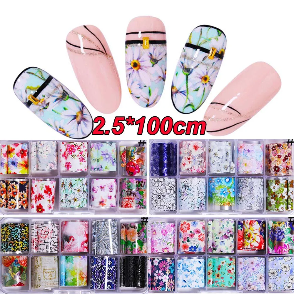 10 рулонов/коробка 2 5*100 см Сделай Сам дизайн ногтей Декор Фольга для Смешанные