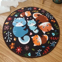 Хрустальный бархат мультфильм кошка цветочный узор Круглый ковер Нескользящая гостиная спальня дети играть домашний декоратор пол ковер