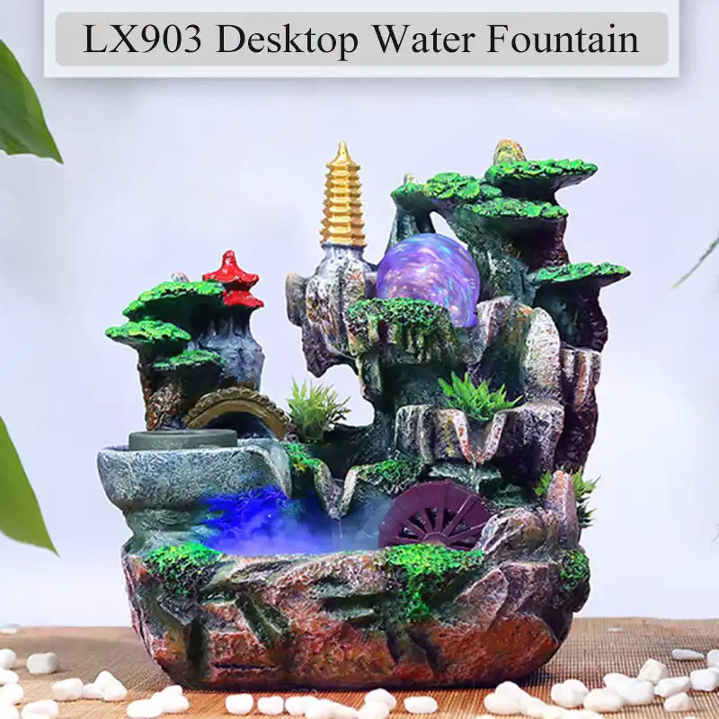 Resin Water Fountain Feng Shui Ornament Artificial Meditation