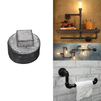 

5Pcs/Lot 1/2" and 3/4" Plugs(290) Iron Cast Malleable Pipe Fittings for DIY Industrial Decoration Home Decor free shipping
