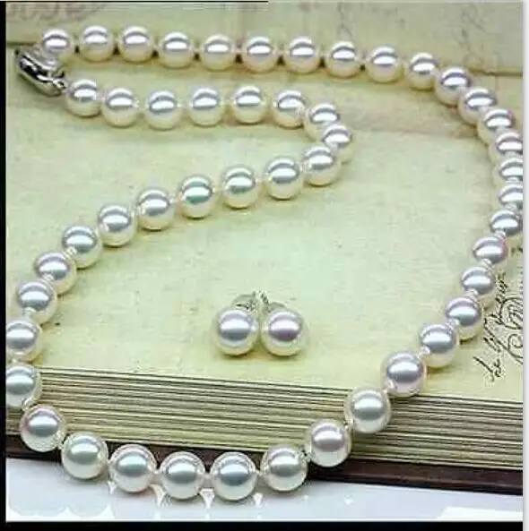

12mm natural Australian south seas white pearl necklace 18inch earrings (9.13)