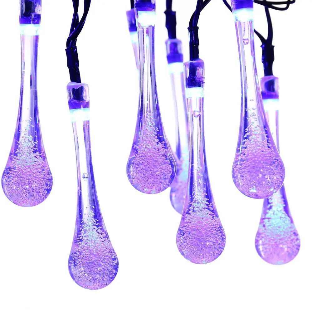 Solar Water Drop Christmas Lights 19.7ft 30 LED 8 Modes Waterproof