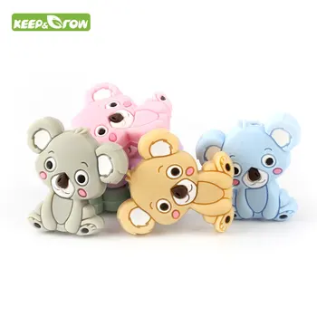 

KEEP&GROW 6Pc Food Grade Koala Silicone Beads DIY Animal Baby Teether Bead Infant Baby Products Silicone Charm Kids Teething Toy