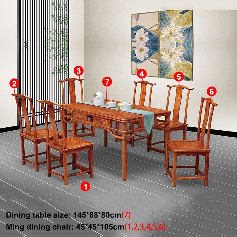 Hedgehog rosewood square Table Set 6 Chair Solid Wood Armchair Desk Classic Red wooden Annatto Dining Room Furniture set Hedgehog rosewood square Table Set 6 Chair Solid Wood Armchair Desk Classic Red wooden Annatto Dining Room Furniture set