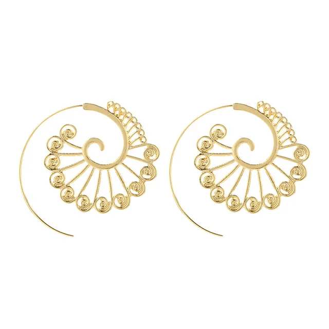 Necessaries Vogue Hot Lovely New Gift Vintage Creative Round Necessaries Vogue Hot Lovely New Gift Vintage Creative Round Spiral Earrings Design Gold Sliver Ear