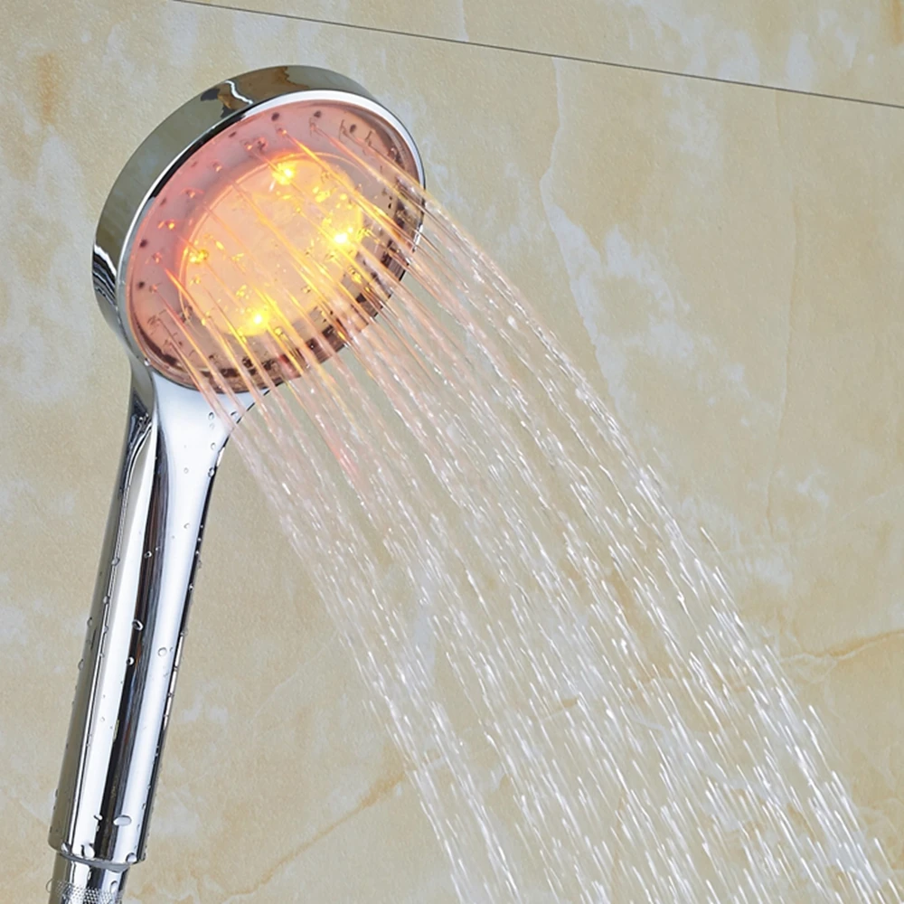 Contemporary ABS LED Plastic Chrome Polish Bathroom Shower Hand Shower