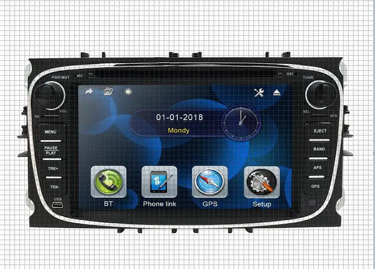 Двойной 2 Din Автомобильный dvd-плеер gps Navi для Ford Focus Mondeo Galaxy 2007-2012G аудио Радио стерео головное устройство BT DAB+ RDS Can-Bus - Цвет: black