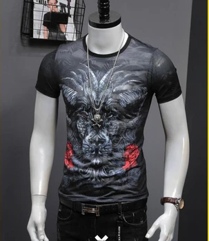 

2019 Slim Fit short Sleeve T-Shirts Stylish Luxury Men o neck Cotton