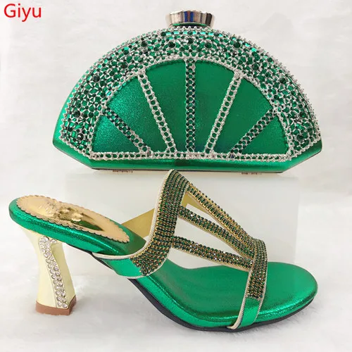 doershow Italian Matching gold Shoe and Bag Set African Shoes and Matching Bags Italian top selling Nigerian Paty!HKN1-1