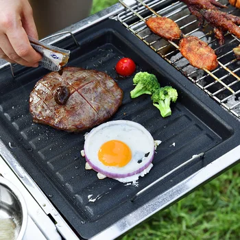 

Black Durable Frying Pans Non-stick Pan Multi-function Griddle Plate Grill Pan Kitchen Outdoor Barbecue Camping Cooking Tools