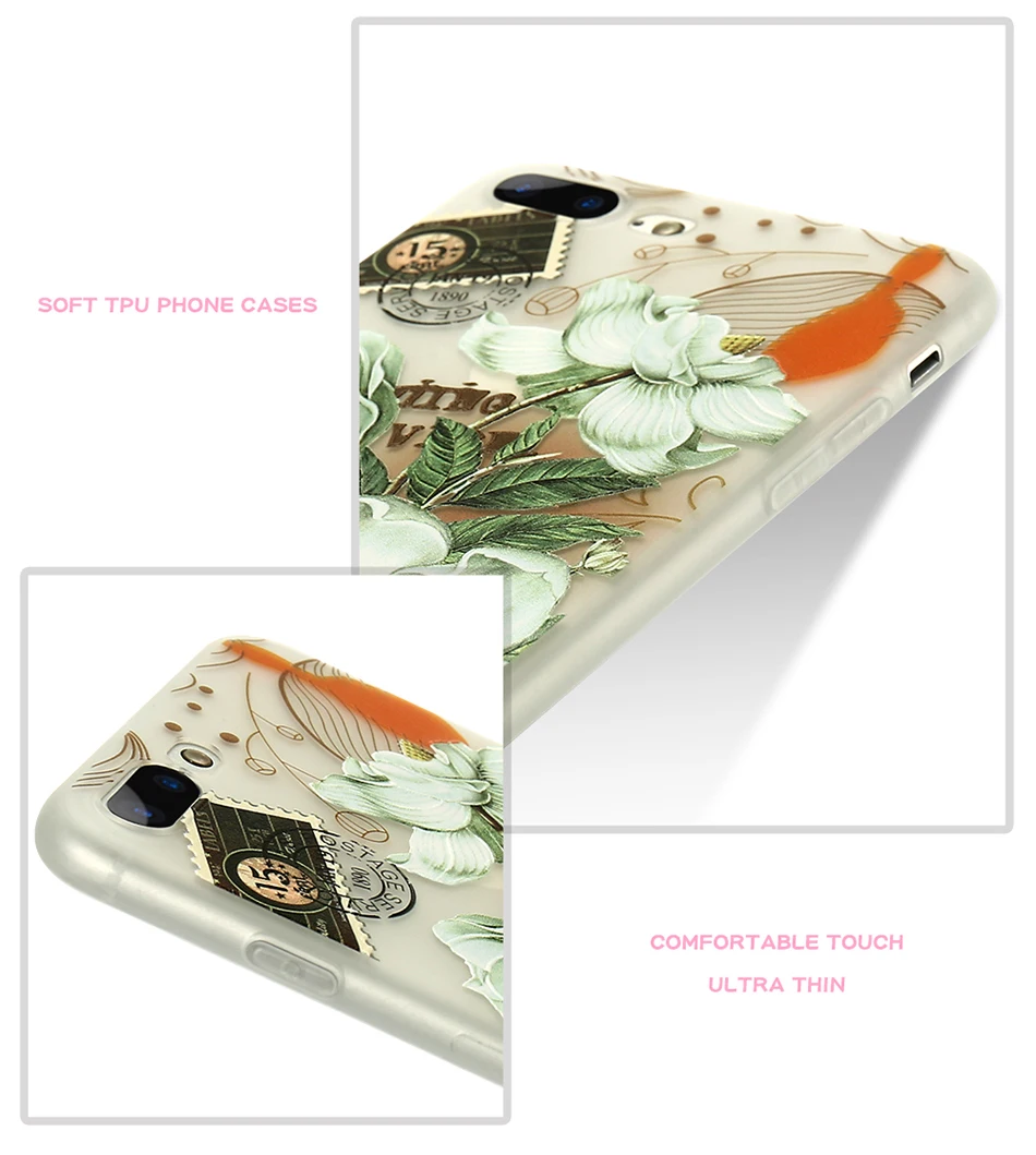MR.YI 3D Relief Floral Silicone Case For iPhone 7 6 6S Plus Beautiful Flower Soft Clear Transparent Cover For iPhone 6 6S 7 Plus (5)