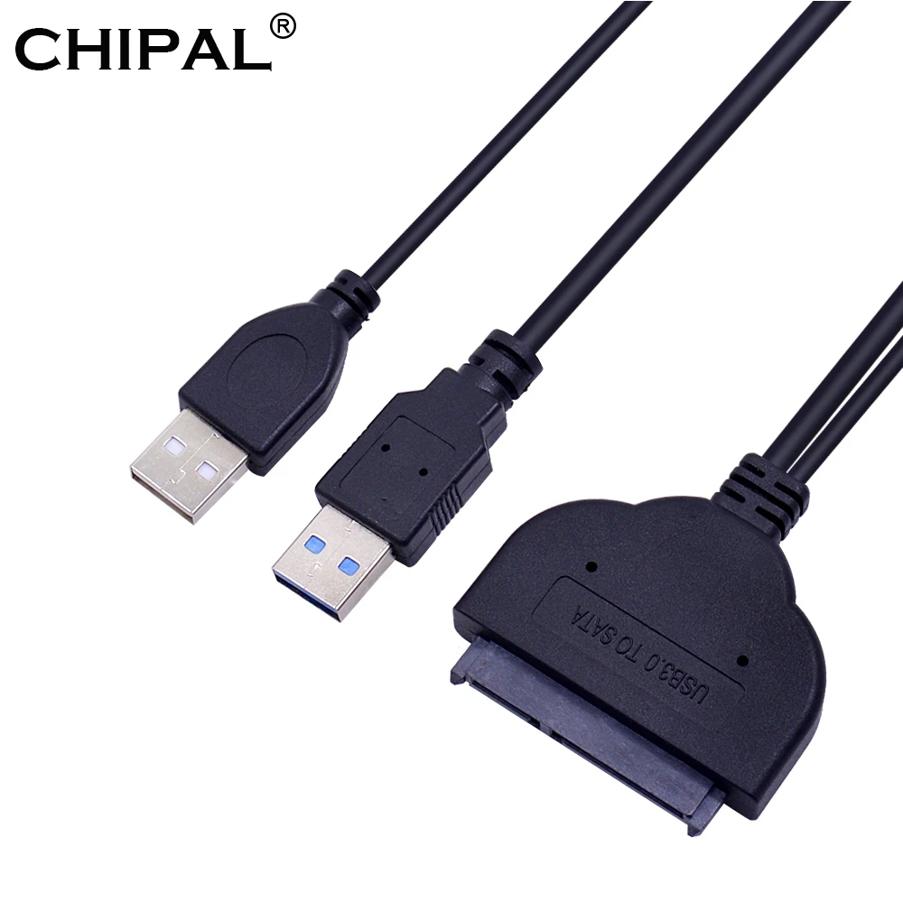 

CHIPAL USB 3.0 USB 2.0 to SATA 3.0 Power Cable Adapter High Speed USB3.0 SATA 22 Pin Converter Cable for 2.5" HDD SSD