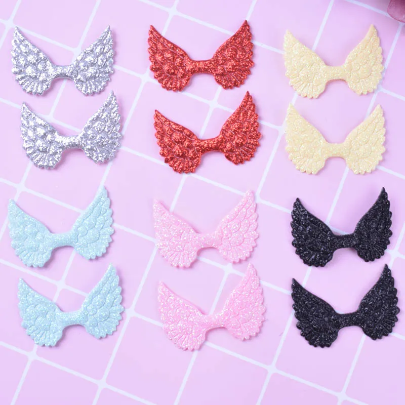 

50pcs/lot Mini Angel Wings Glitter Felts For Kids Hair Bows Headbands Children Birthday Festive Hair Bands Hair Accessories