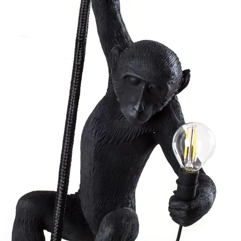 Скандинавская Современная черно-белая лампа в форме обезьяны, подставка, висячая Тип стола, веревка, лампа, ресторан магазин, гостиная, подвесной светильник