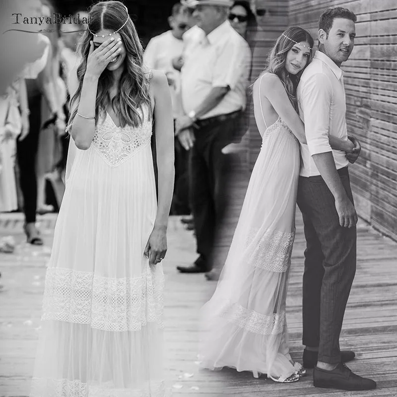 

GYPSY Boho Wedding Dresses A Line Pregnant Women Wedding Gowns Stitching lace Fashion Robe de soiree Fairy Turkey DW016