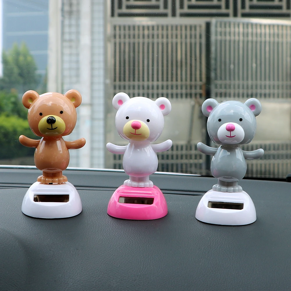 YOSOLO Swinging Bobble Doll Toy Interior Accessories Dashboard Decoration Car Ornament Solar Powered Cute Bear Dancing Toy