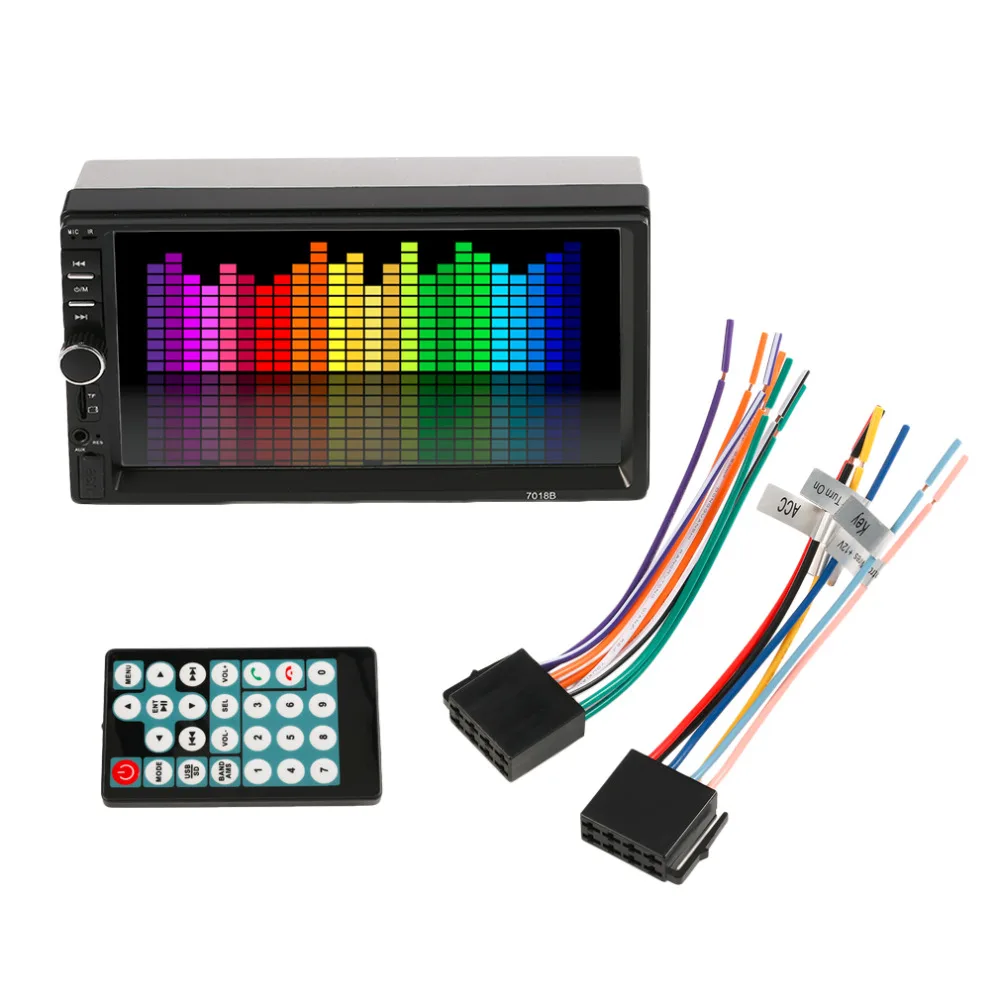 

7018B 2 Din Universal Bluetooth 7 Inch Screen Display Aux Input Auto Car FM/MP5 Player Vehicle Rear View Camera Input Black