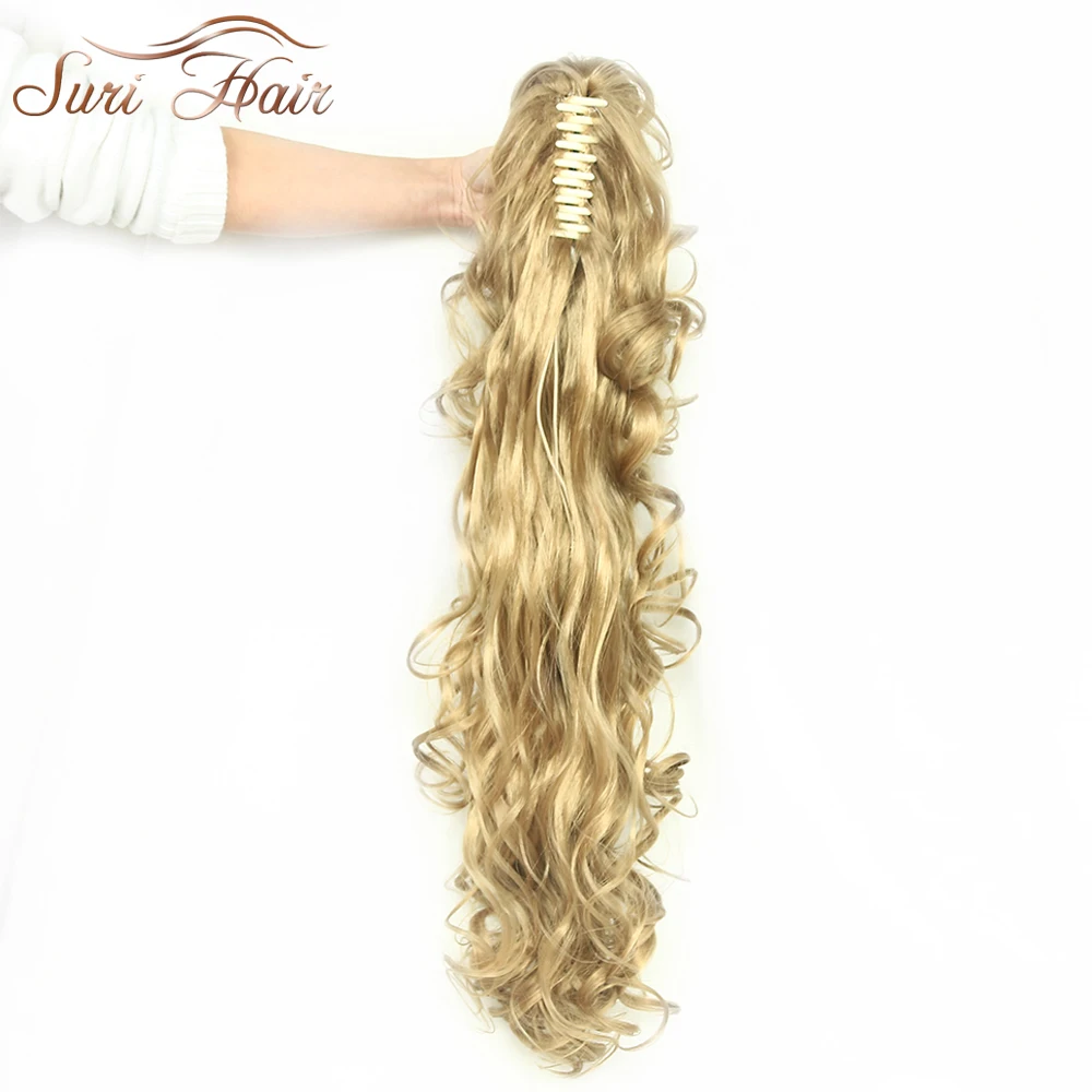 Suri Hair 32 inch Women Claw On Ponytail Extensions 220g Fake Long Wavy Pony Tail Hair Piece Brown/Blonde 3 Colors Avaliable