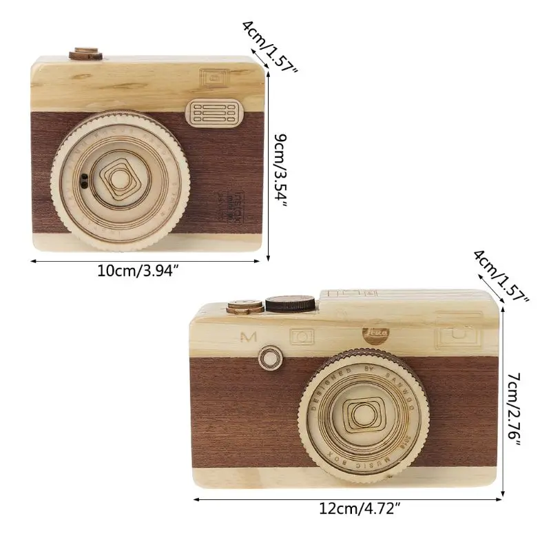 Деревянный игрушечные камеры музыкальная шкатулка ретро камера классического дизайна Мелодия День Рождения украшения дома