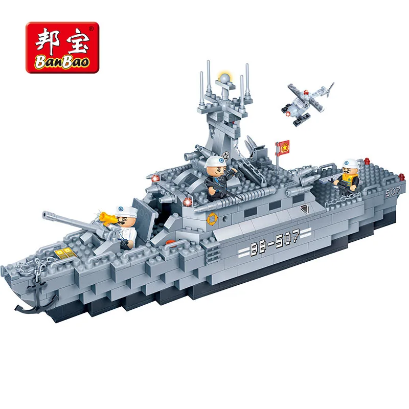 BanBao Military Frigate Warships Aircraft Building Blocks Educational Toy Model 8415 Children Kids Bricks Compatible With legoe