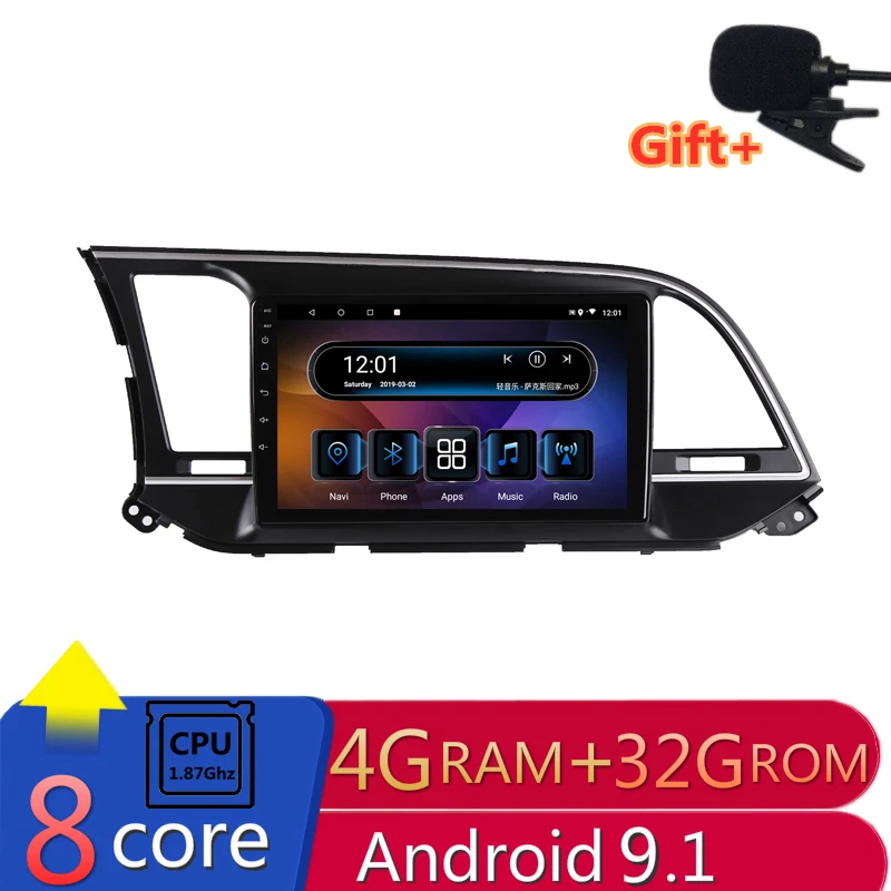

9" 4G RAM 8 cores Android Car DVD GPS Navigation For HYUNDAI ELANTRA 2016 2017 audio stereo car radio headunit bluetooth wifi