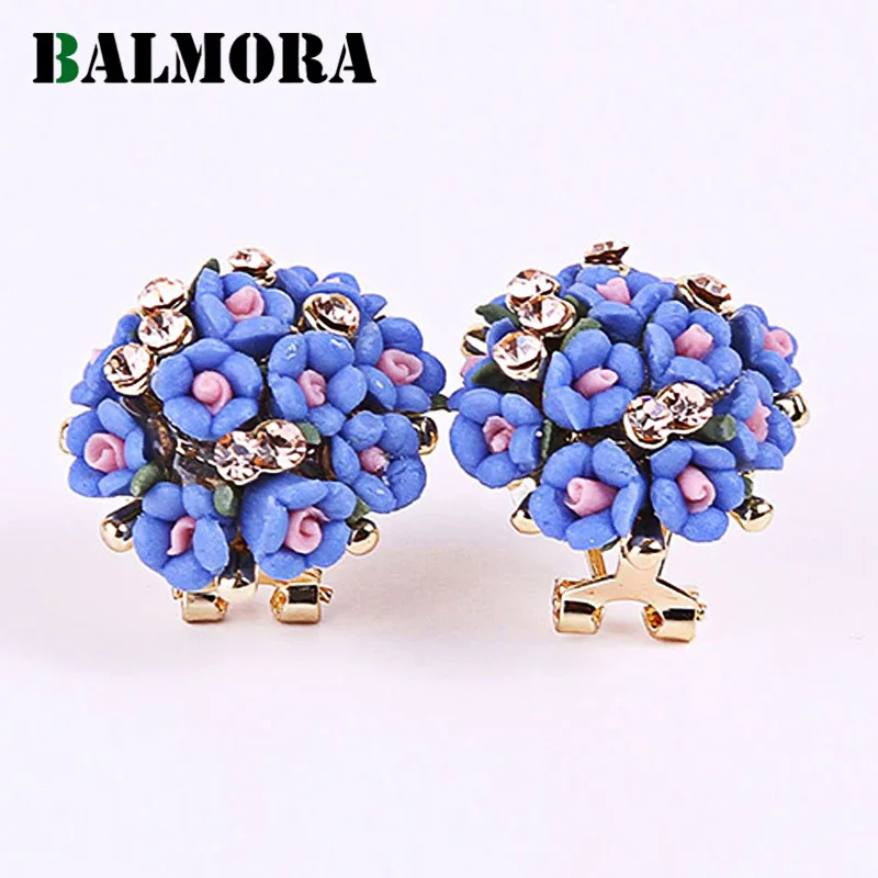 

BALMORA Bohemia Earrings for Women Clip Earrings Ceramic Lovely Rose Flower Earrings Fashion Jewelry Brincos Gifts JWKQE4573