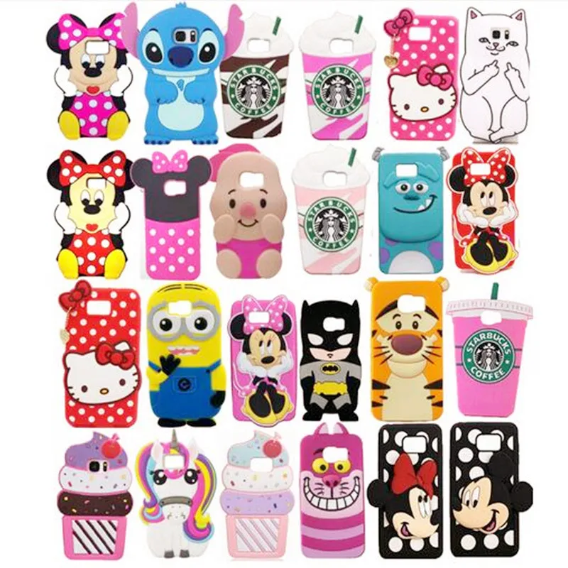 

3D Cartoon Characters cat Minnie Mouse Animals Soft Silicone Case Cover for Samsung Galaxy S6 S7 S7Edge S8+ S8 Plus Cases Capa