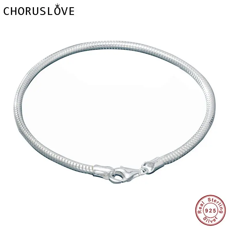 

Choruslove Authentic 18cm~22cm 925 Sterling Silver Charm Bracelet with Lobster Clasp fit Pandora Jewelry Making SJ0003