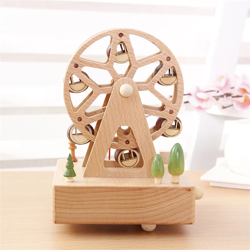 kongwal 2019 Hot Sale Ferris Wheel Music Box Gift Wooden Clockwork