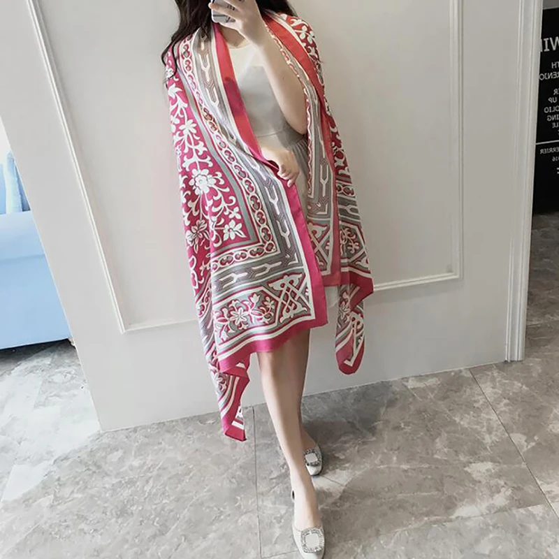 Четыре сезона Винтаж Этническая Для женщин платки японский длинноволокнистого шарф с цветами богемная шаль солнцезащитные шарфы для дам