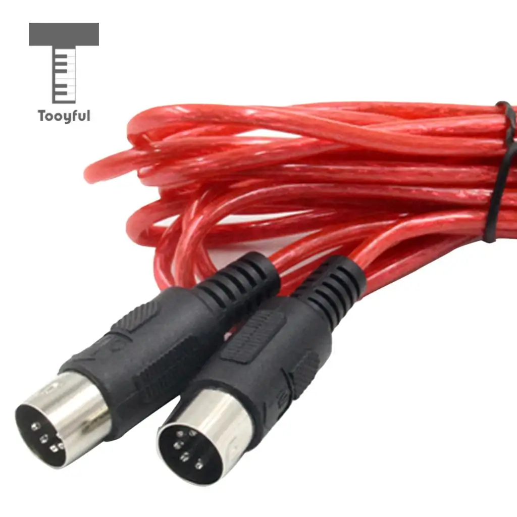 Tooyful Musical MIDI Cord Cable Copper Audio Cord for Electronic Piano Lovers Red