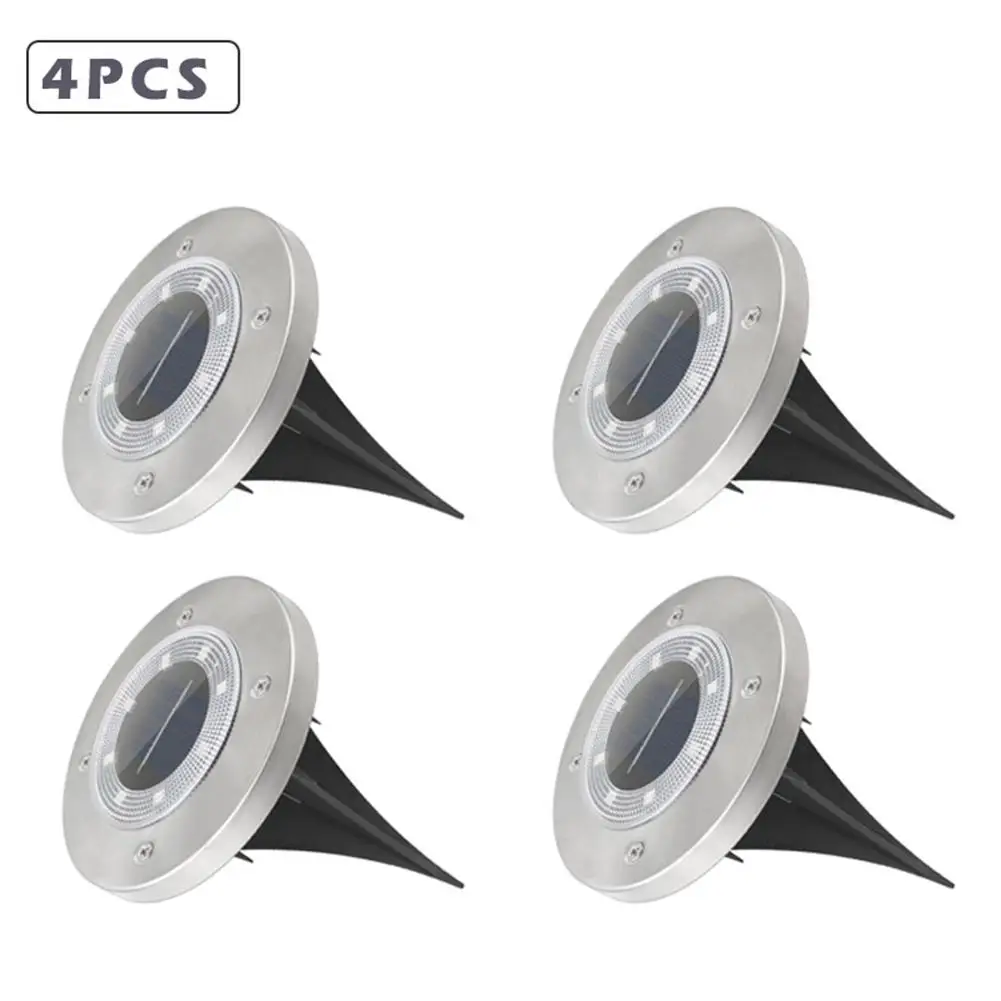 

Waterproof IP65 8 LED Round Stainless Steel Solar Light Lawn Garden Light Colorful Lighting Garden Path Ground Light